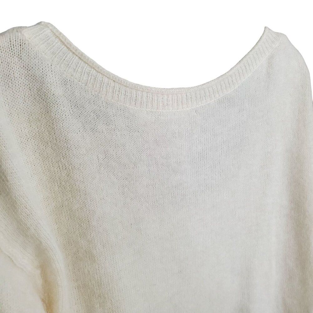 Moda International Size L Sweater Scoop Rabbit Hair Wool Blend Fuzzy Plush Cozy - Picture 8 of 9